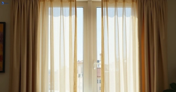 Dull dusty drapes in blacksoil before professional cleaning
